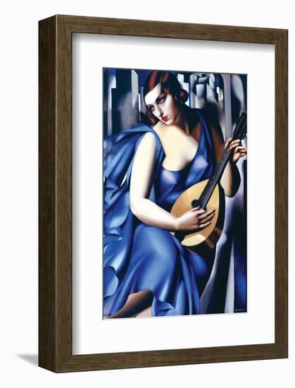 Femme en Bleu Avec Guitare-Tamara de Lempicka-Framed Premium Giclee Print