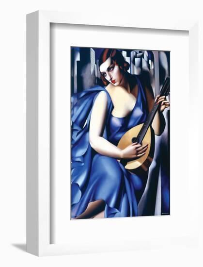 Femme en Bleu Avec Guitare-Tamara de Lempicka-Framed Premium Giclee Print