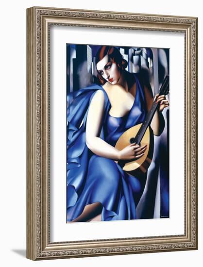 Femme en Bleu Avec Guitare-Tamara de Lempicka-Framed Premium Giclee Print