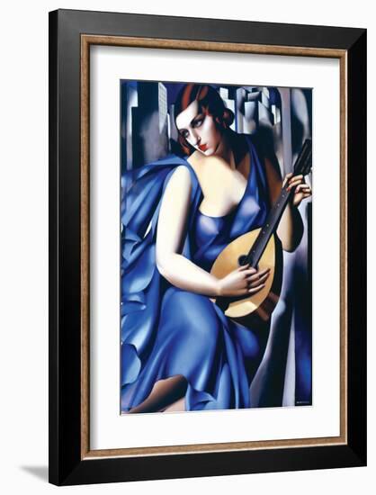 Femme en Bleu Avec Guitare-Tamara de Lempicka-Framed Premium Giclee Print