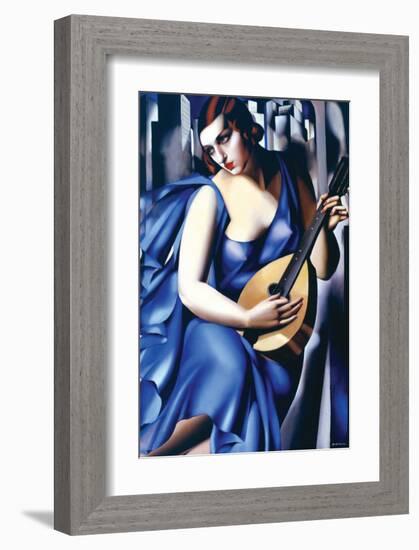 Femme en Bleu Avec Guitare-Tamara de Lempicka-Framed Premium Giclee Print