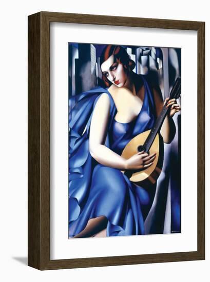 Femme en Bleu Avec Guitare-Tamara de Lempicka-Framed Premium Giclee Print