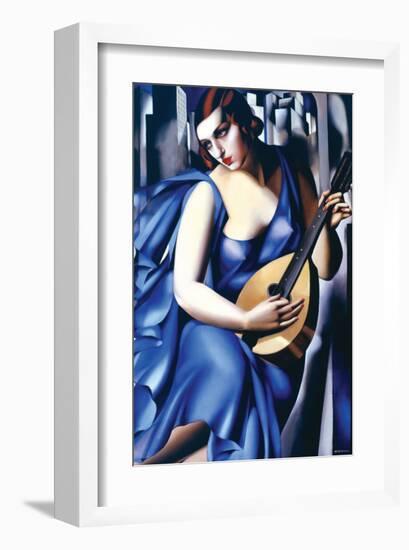 Femme en Bleu Avec Guitare-Tamara de Lempicka-Framed Premium Giclee Print