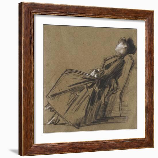 Femme endormie-Jean Jacques Henner-Framed Giclee Print