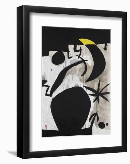 Femme et Oiseaux Dans la Nuit, 1969 - 1974-Joan Miro-Framed Art Print