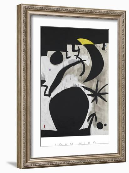 Femme et Oiseaux Dans la Nuit, 1969 - 1974-Joan Miro-Framed Art Print