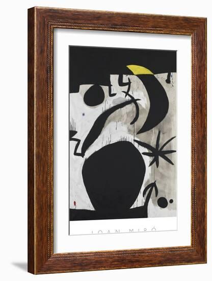 Femme et Oiseaux Dans la Nuit, 1969 - 1974-Joan Miro-Framed Art Print