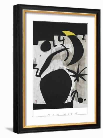 Femme et Oiseaux Dans la Nuit, 1969 - 1974-Joan Miro-Framed Art Print