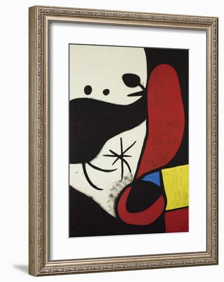 Femme et Oiseaux Dans un Paysage, 1970-1974-Joan Miro-Framed Giclee Print