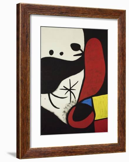 Femme et Oiseaux Dans un Paysage, 1970-1974-Joan Miro-Framed Giclee Print