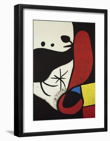 Femme et Oiseaux Dans un Paysage, 1970-1974-Joan Miro-Framed Giclee Print