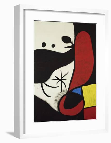 Femme et Oiseaux Dans un Paysage, 1970-1974-Joan Miro-Framed Giclee Print
