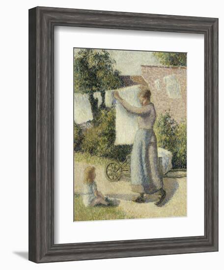 Femme étendant du linge-Camille Pissarro-Framed Giclee Print