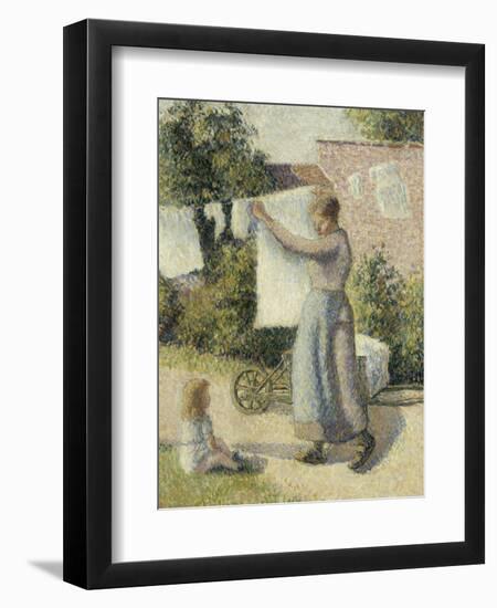 Femme étendant du linge-Camille Pissarro-Framed Giclee Print