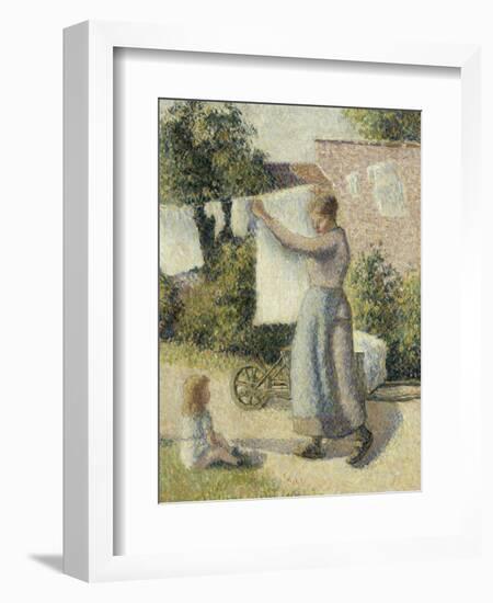 Femme étendant du linge-Camille Pissarro-Framed Giclee Print