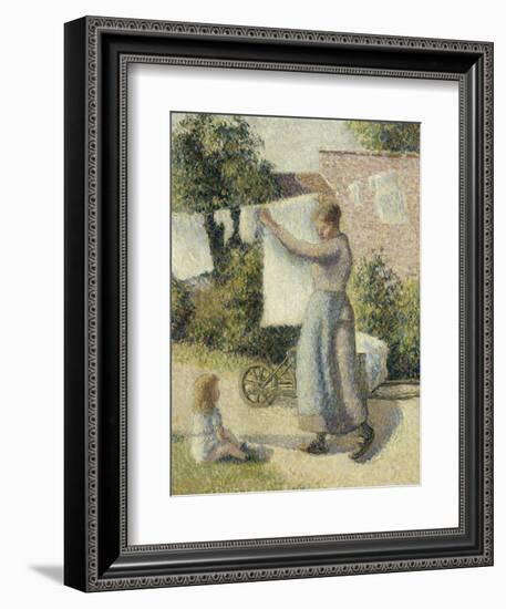 Femme étendant du linge-Camille Pissarro-Framed Giclee Print