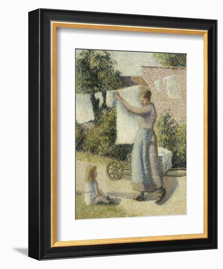 Femme étendant du linge-Camille Pissarro-Framed Giclee Print