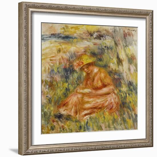 Femme lisant dans un jardin-Pierre-Auguste Renoir-Framed Giclee Print