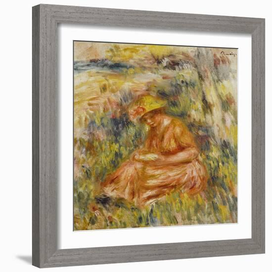 Femme lisant dans un jardin-Pierre-Auguste Renoir-Framed Giclee Print