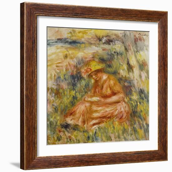 Femme lisant dans un jardin-Pierre-Auguste Renoir-Framed Giclee Print