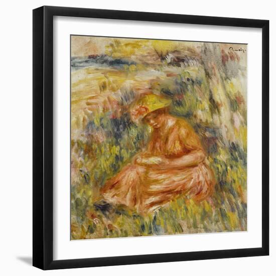 Femme lisant dans un jardin-Pierre-Auguste Renoir-Framed Giclee Print