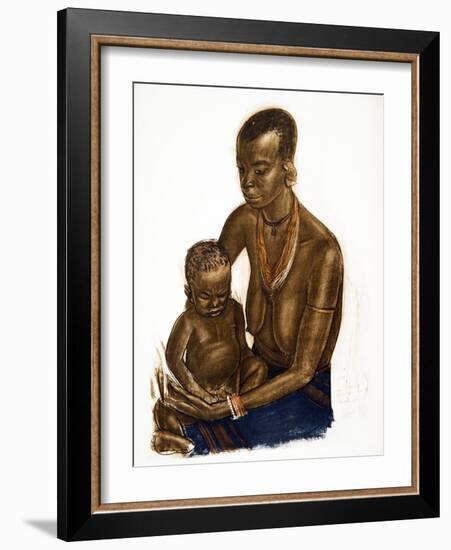 Femme M'gogo Avec Son Enfant (Dodoma), from Dessins Et Peintures D'afrique, Executes Au Cours De L'-Alexander Yakovlev-Framed Giclee Print