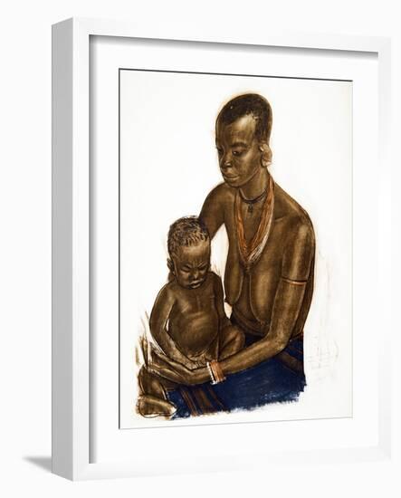 Femme M'gogo Avec Son Enfant (Dodoma), from Dessins Et Peintures D'afrique, Executes Au Cours De L'-Alexander Yakovlev-Framed Giclee Print
