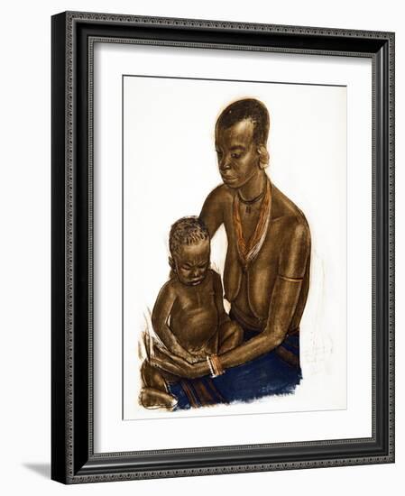 Femme M'gogo Avec Son Enfant (Dodoma), from Dessins Et Peintures D'afrique, Executes Au Cours De L'-Alexander Yakovlev-Framed Giclee Print