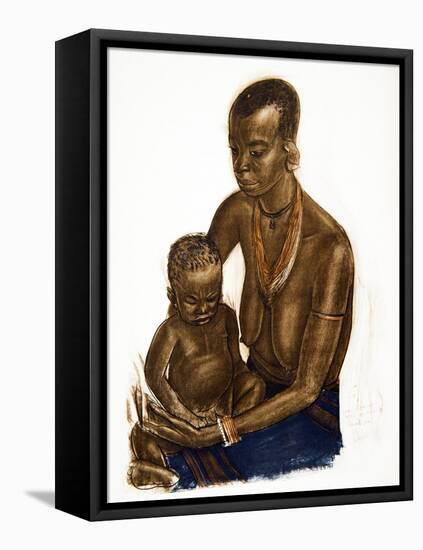 Femme M'gogo Avec Son Enfant (Dodoma), from Dessins Et Peintures D'afrique, Executes Au Cours De L'-Alexander Yakovlev-Framed Premier Image Canvas