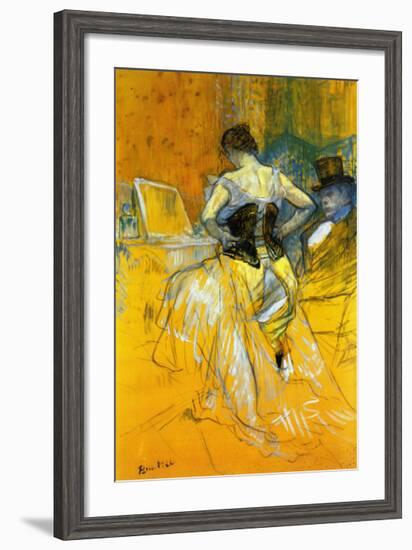 Femme Mettant Son Corset-Henri de Toulouse-Lautrec-Framed Art Print