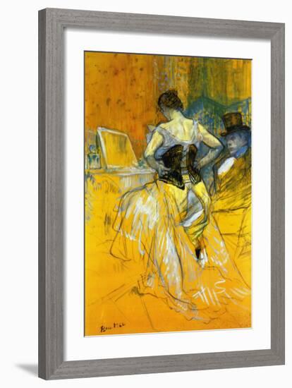 Femme Mettant Son Corset-Henri de Toulouse-Lautrec-Framed Art Print