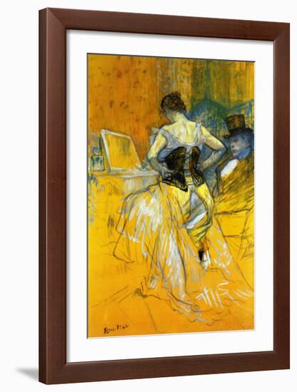 Femme Mettant Son Corset-Henri de Toulouse-Lautrec-Framed Art Print