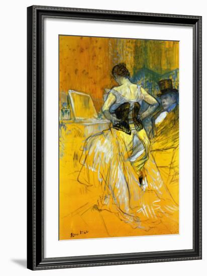 Femme Mettant Son Corset-Henri de Toulouse-Lautrec-Framed Art Print