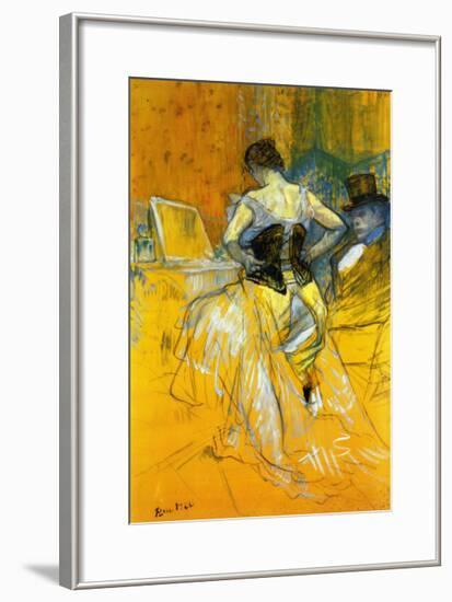 Femme Mettant Son Corset-Henri de Toulouse-Lautrec-Framed Art Print