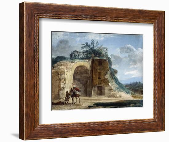 Femme montée sur un mulet, vers 1780-Jean-Pierre Houel-Framed Giclee Print