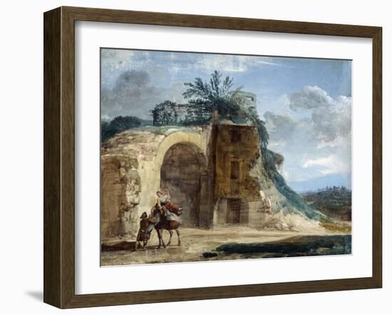 Femme montée sur un mulet, vers 1780-Jean-Pierre Houel-Framed Giclee Print