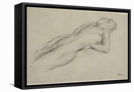 Femme nue allongée sur le dos, étude pour Scène de guerre-Edgar Degas-Framed Premier Image Canvas