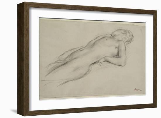 Femme nue allongée sur le dos, étude pour Scène de guerre-Edgar Degas-Framed Giclee Print