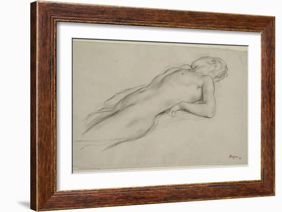 Femme nue allongée sur le dos, étude pour Scène de guerre-Edgar Degas-Framed Giclee Print