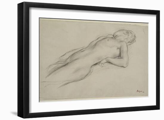 Femme nue allongée sur le dos, étude pour Scène de guerre-Edgar Degas-Framed Giclee Print