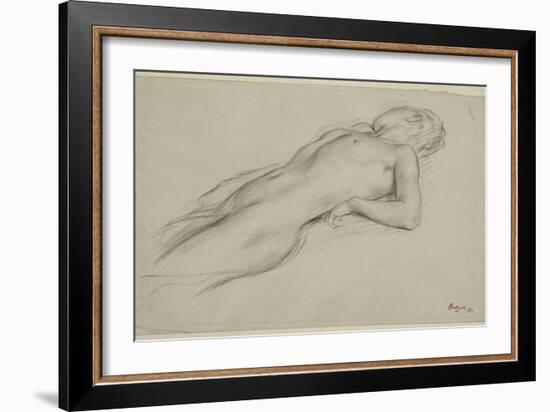 Femme nue allongée sur le dos, étude pour Scène de guerre-Edgar Degas-Framed Giclee Print