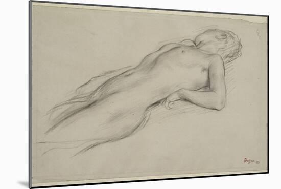 Femme nue allongée sur le dos, étude pour Scène de guerre-Edgar Degas-Mounted Giclee Print