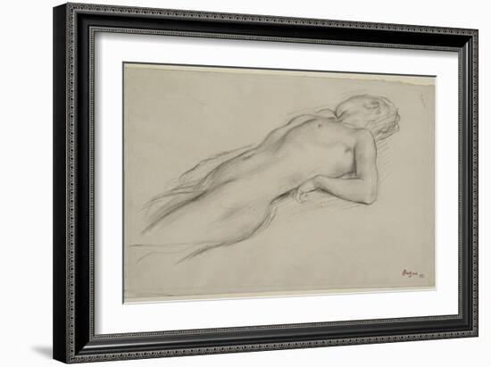 Femme nue allongée sur le dos, étude pour Scène de guerre-Edgar Degas-Framed Giclee Print