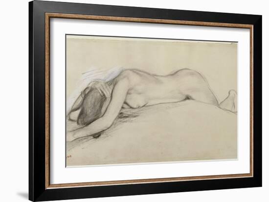 Femme nue allongée sur le ventre, la tête entre les bras-Edgar Degas-Framed Giclee Print