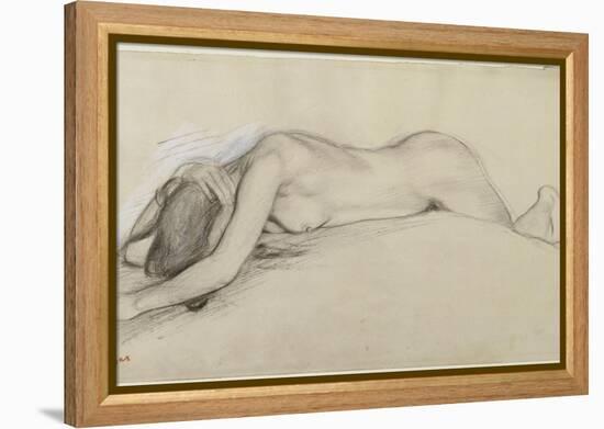 Femme nue allongée sur le ventre, la tête entre les bras-Edgar Degas-Framed Premier Image Canvas