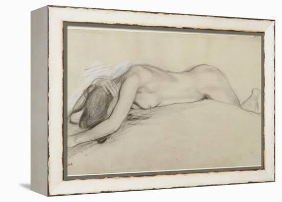 Femme nue allongée sur le ventre, la tête entre les bras-Edgar Degas-Framed Premier Image Canvas