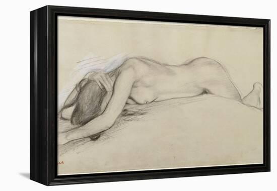 Femme nue allongée sur le ventre, la tête entre les bras-Edgar Degas-Framed Premier Image Canvas