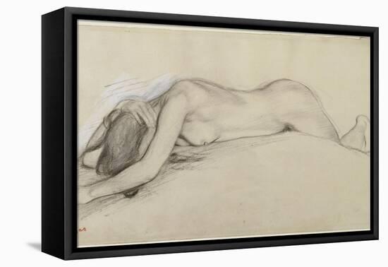 Femme nue allongée sur le ventre, la tête entre les bras-Edgar Degas-Framed Premier Image Canvas