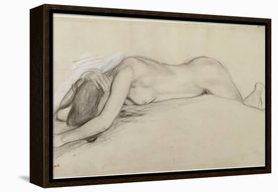 Femme nue allongée sur le ventre, la tête entre les bras-Edgar Degas-Framed Premier Image Canvas