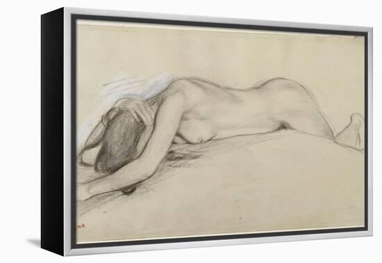 Femme nue allongée sur le ventre, la tête entre les bras-Edgar Degas-Framed Premier Image Canvas
